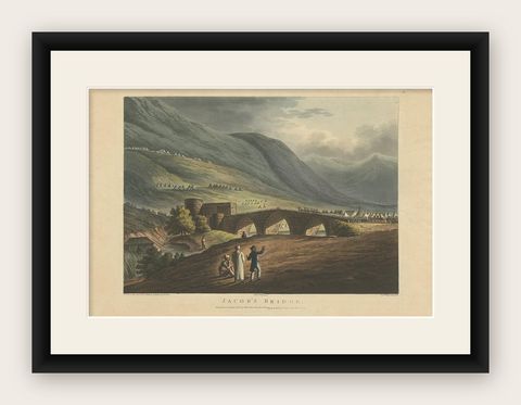 Jacob’s Bridge, Aquatint View of Syria & Holy Land by Spilsbury, 1803, shown framed