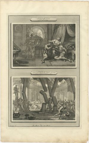 Samson and Delilah and Samson Destroys the Temple of Dagon, Mortier circa 1700