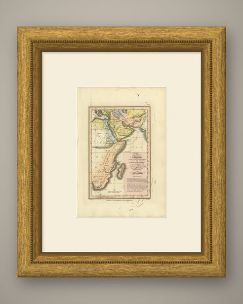 Sheba and the Voyage to Tarshish and Ophir, Antique Map, 1823, shown framed