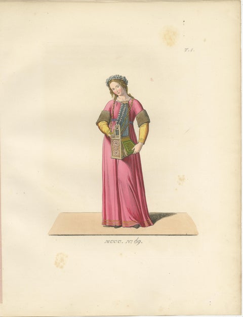 Servant, Dominican Nun and Young Lady in Traditional Italian Dress, 1845 Print, view 4