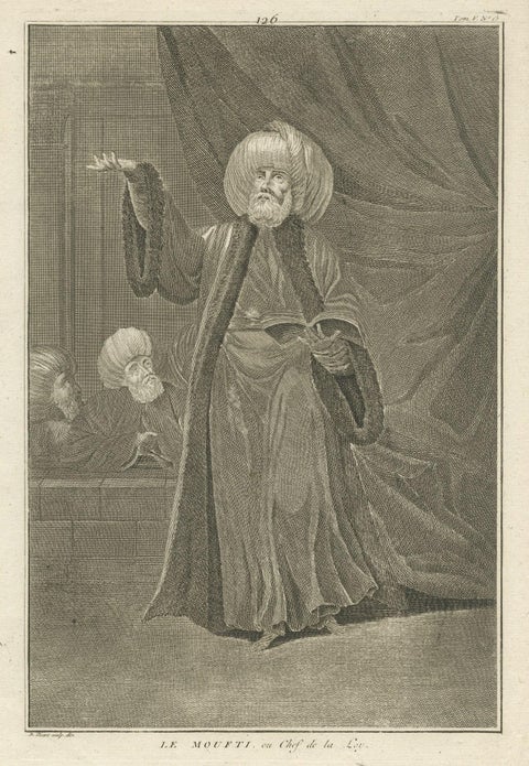 Print of a Mufti or Sunni Islamic Scholar, an Interpreter of Islamic Law, c.1725, close-up 1