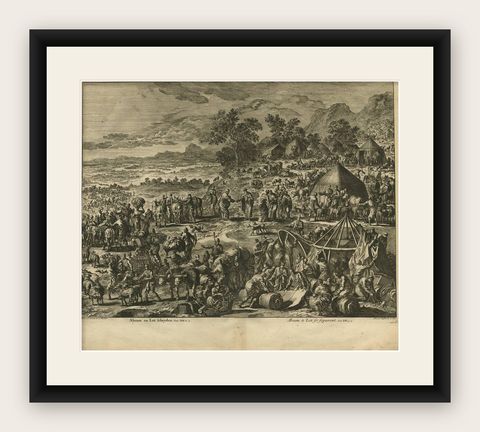 Antique Bible Print of Abram from the Biblia Sacra, 1743, shown framed