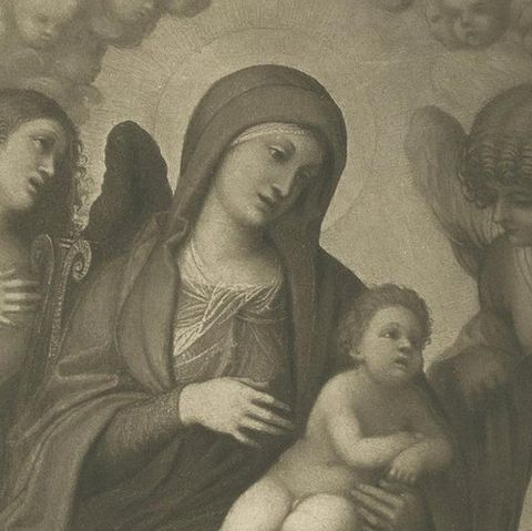 Antique Print of 'Madonna and Child with Angels' Made after Correggio 'c.1890', close-up 1