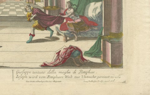 Optical Print of Joseph Tempted by Potiphar’s Wife, 1770, Dramatic Bible Scene, close-up 6