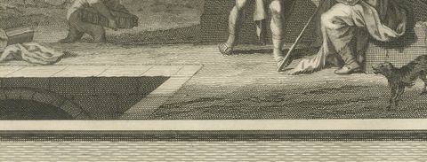 Tobias Drives Out the Demon and Heals Tobit's Blindness, Mortier circa 1700, close-up 1