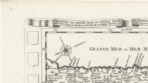 Antique Map of the Holy Land Palestine & Jerusalem, Elias Baeck ca. 1700, close-up 6