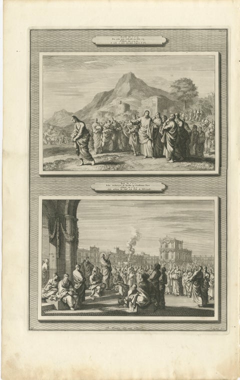 Antique Biblical Engravings, The Rich Young Man & Christ Teaching Jews, c.1700, view 2