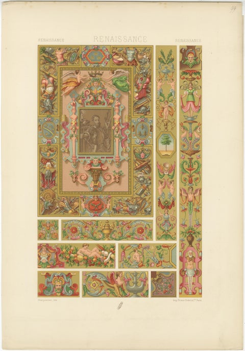 Set of Three Renaissance Religious Ornament Chromolithographs by Racinet, 1873, view 3