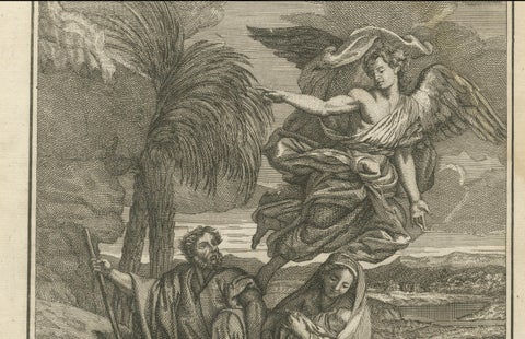 Set of Biblical Engravings, Adoration, Flight to Egypt & Christ’s Baptism, 1735, close-up 3