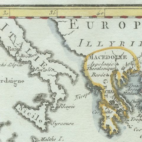 Antique New Testament Map with Plan of Jerusalem after Bonne, circa 1770, close-up 6