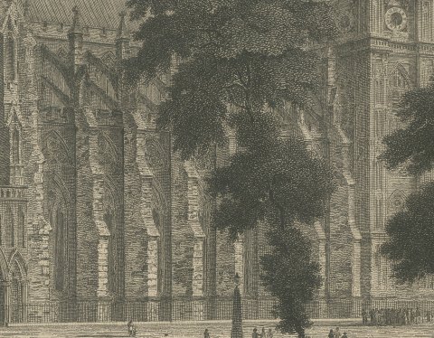 Westminster Abbey, the North Front and Western Towers, 1804, close-up 1