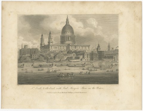 St Paul's Cathedral with the Lord Mayor's Show on the Thames, 1804, view 2
