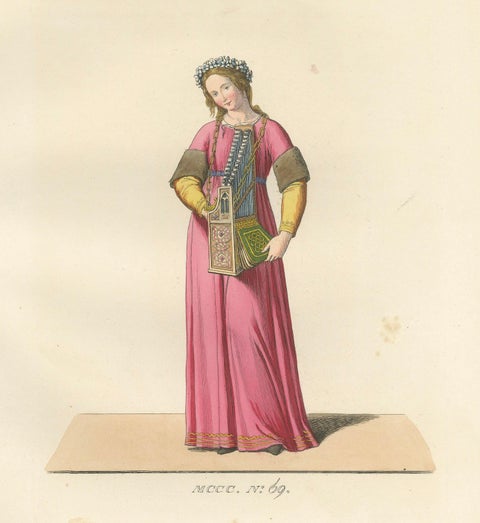 Servant, Dominican Nun and Young Lady in Traditional Italian Dress, 1845 Print, close-up 2