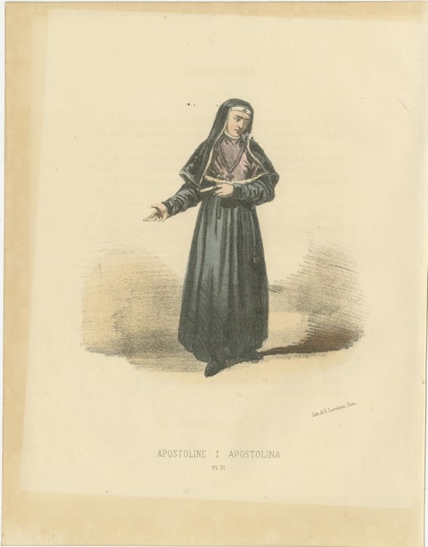 Apostoline, 1862 Hand-Colored Lithograph of an Apostoline Nun, view 2