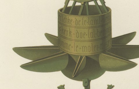 Flemish Votive Lamp, Fifteenth Century, Antique Print, 1851, close-up 2