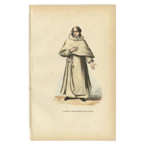 Antique Print of an Augustinian in White Habit of a Christian Religious Order, view 2
