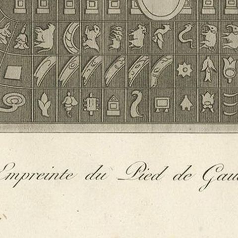 Antique Print of Buddha's Footprint by Symes (1800), close-up 2