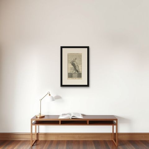 St. Thomas Apostle Engraving, John XX Doubting Thomas c.1735, shown framed on a wall, true to size