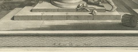 Idolatry of Manasseh and the Piety of King Josiah, Pieter Mortier, circa 1700, close-up 1