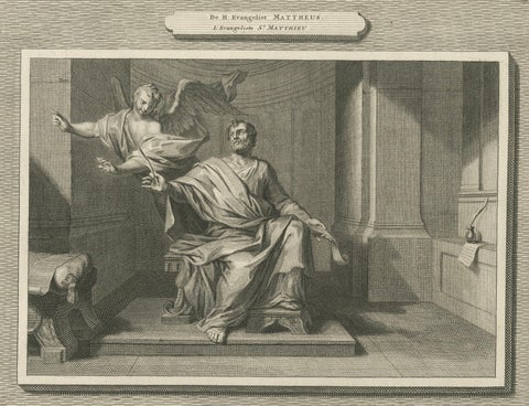 Biblical Engraving, Evangelists Matthew & Mark, Pieter Mortier, Early 1700s, close-up 5