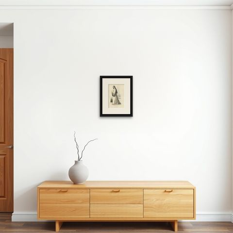 Antique Print of a Nun of the Order of Feuillantines, 1845, shown framed on a wall, true to size