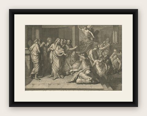 The Angel & Jesus with the Sick in Bethesda Near Jerusalem's Sheep Gate, 1754, shown framed