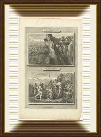 Jonathan Attacks the Philistines and Samuel Slays Agag, Mortier circa 1700, shown framed