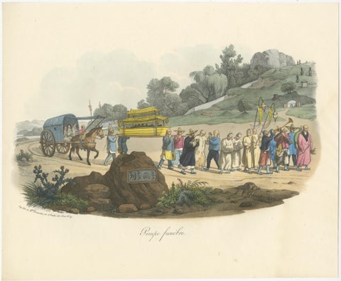 Antique Print of a Chinese Funeral, view 2