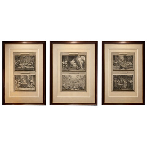 Dutch Baroque Passion of Christ, 3 Double-Scene Engravings by Mortier ca 1700