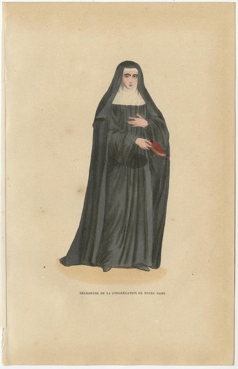Antique Print of a Nun of the Canonesses of St. Augustine, 1845, view 2
