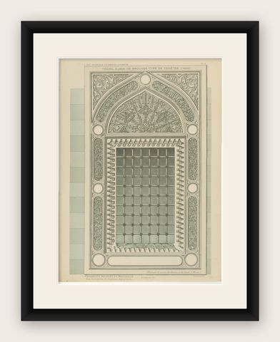 Green Mosque Window, Bursa Turkey, Islamic Architectural Ornament Print, 1924, shown framed