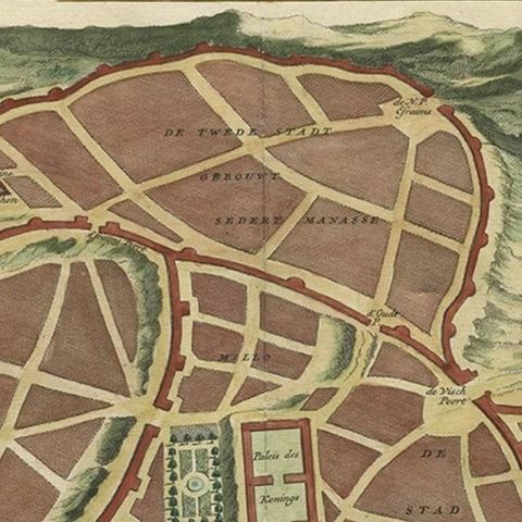 Antique Map of Ancient Jerusalem, depicting The Temple of Solomon, c.1725, close-up 2