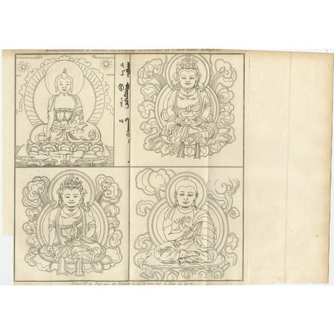 Old Print of Idols of the Temple of Ablaykit, a Buddhist Monastery in Kazakhstan, view 2