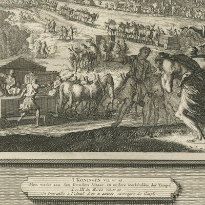 Building of Solomon's Temple and Its Golden Altar, Pieter Mortier, circa 1700, close-up 2