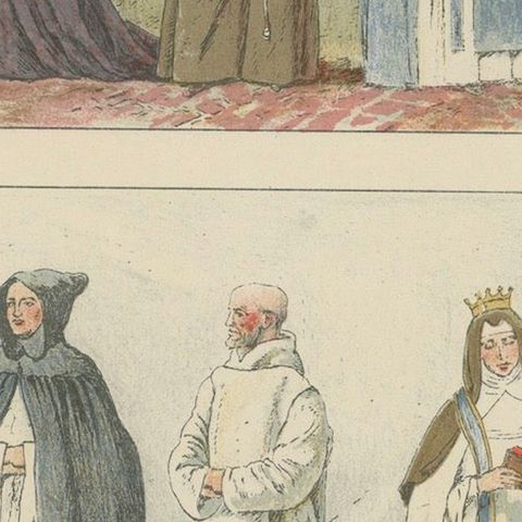 Catholic Religious Costume Study, Hand-Colored Print, Published ca.1880, close-up 6