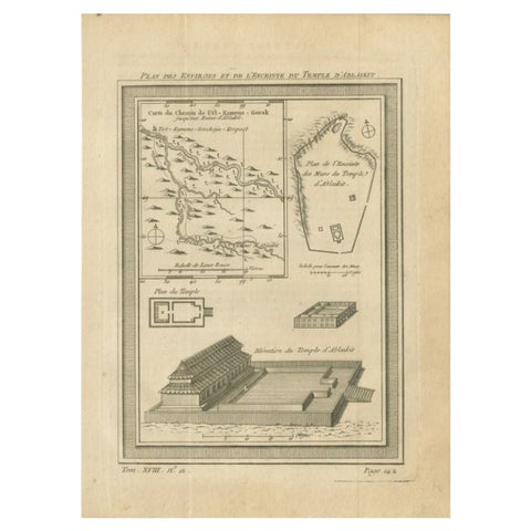 Antique Engraving of the Temple of Ablaykit, a Buddhist Monastery in Kazakhstan