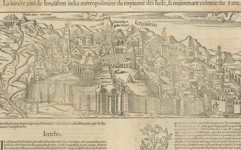 Jerusalem, Holy City View, Early Renaissance Woodcut, c.1560, close-up 6
