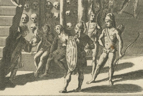 Mexican Penitence and Human Sacrifice, 1734 Engraving of Aztec Religious Rites, close-up 3