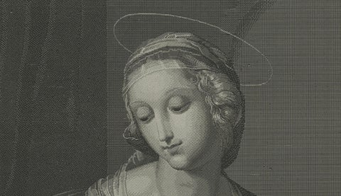 Madonna and Child, Stipple Engraving by Nargeot after Raphael, 1878, close-up 2