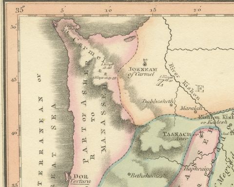 Antique Hand-Colored Map of the Tribe of Issachar, Wyld, 1823, close-up 3