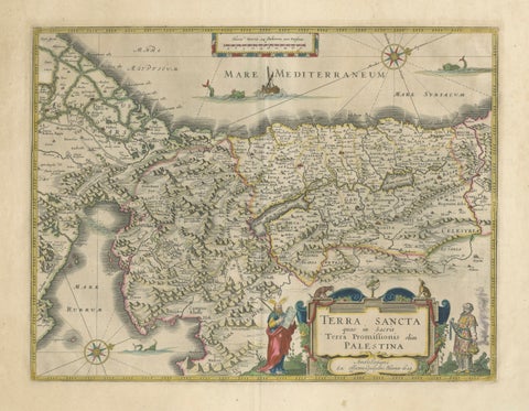 Antique Blaeu Holy Land Map, Terra Sancta Palestina, 1629