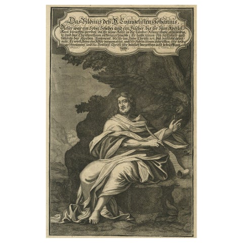 Antique Portrait of John the Evangelist, German Bible Illustration, 1708, view 2