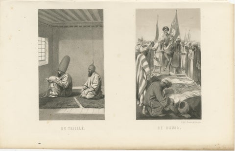 Islamic Sufi Ritual Print The Tschillé and the Dausa, 1863 Dutch Lithograph, view 2