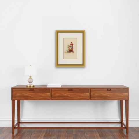 In Sacred Contemplation: Pope Sixtus IV on the Papal Throne, 1847, shown framed on a wall, true to size