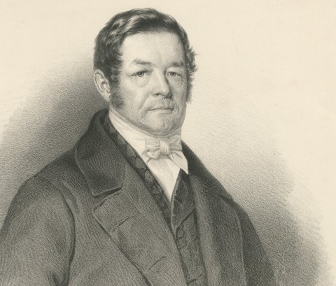 Johann Theodor Wehrenfennig, Pastor at Goisern, Lithograph by Joseph Bauer, 1855, close-up 1