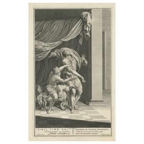 Old Original Engraving of Joseph Tempted to Whoredom, 1728
