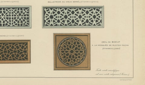 Antique Ottoman Balustrade Design Print, Yeşil Mosque & Rüstem Pasha Mosque 1924, close-up 4