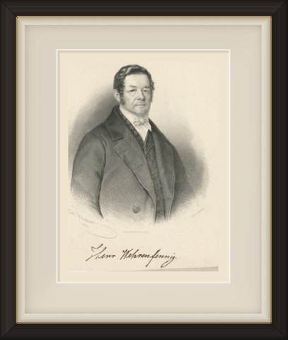 Johann Theodor Wehrenfennig, Pastor at Goisern, Lithograph by Joseph Bauer, 1855, shown framed
