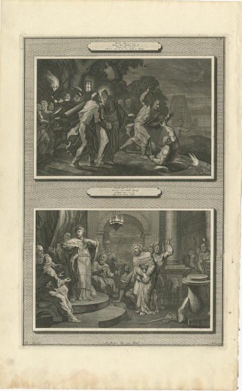 Dutch Baroque Life of Christ, 3 Double-Scene Biblical Engravings, ca 1700, view 3