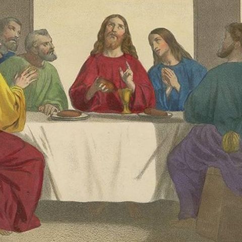 Antique Religious Print "No.26" the Institution of the Eucharist, circa 1840, close-up 2